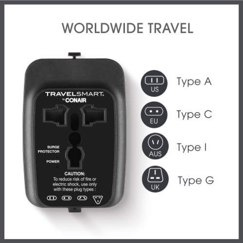 Conair TravelSmart® USB-C All in One Adaptor Perspective: right
