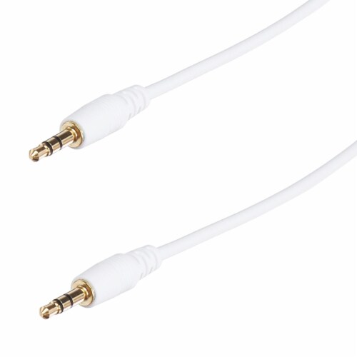 2 Pc Aux Auxiliary Cable 3.5mm Male to Male Auxiliary 6Ft Audio Jack Cord White Perspective: right
