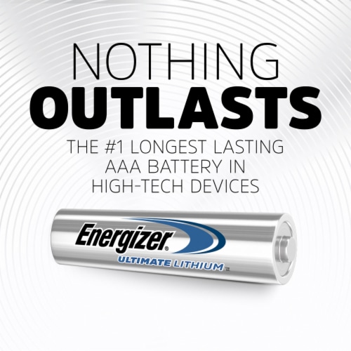 Energizer Ultimate Lithium AAA Batteries 4 Pack, Triple A Batteries Perspective: right
