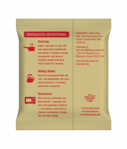 Bob's Red Mill® Gluten Free Apple Pieces & Cinnamon Instant Oatmeal Packets Perspective: right