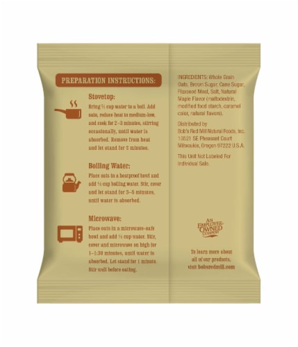 Bob's Red Mill Gluten Free Brown Sugar Maple Instant Oatmeal Packets Perspective: right