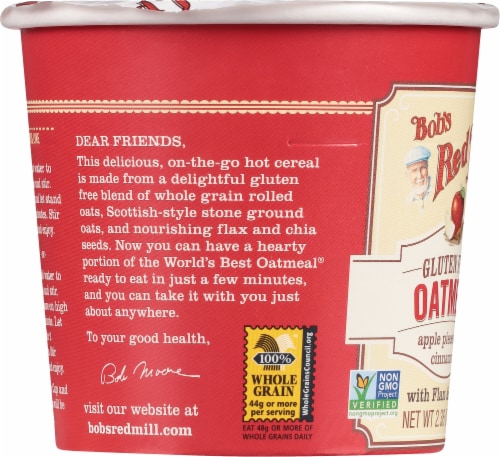 Bob's Red Mill Gluten Free Apple Cinnamon Oatmeal Cup Perspective: right