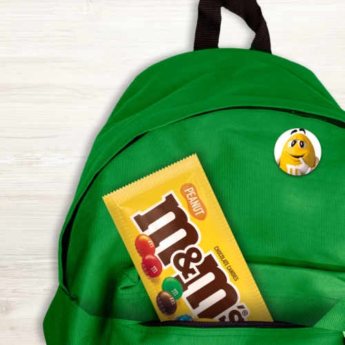 M&M'S Peanut Milk Chocolate Candies Full Size Candy Bag Perspective: right