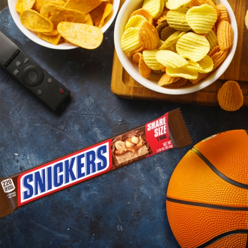 Snickers Milk Chocolate College Basketball Candy Share Size Bar Perspective: right