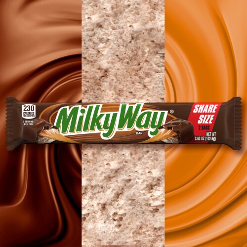 Milky Way Milk Chocolate Caramel Candy Share Size Bars Perspective: right