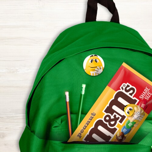 M&M'S Peanut Milk Chocolate Candy, Share Size, 3.27 oz Bag Perspective: right