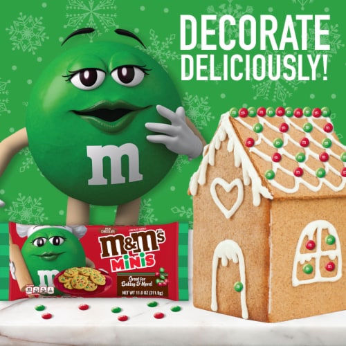 M&M'S Holiday Milk Chocolate Christmas Candy Minis Size Baking Bits Bag Perspective: right