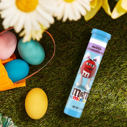 M&M'S Minis Milk Chocolate Easter Basket Candy Mega Tube Perspective: right
