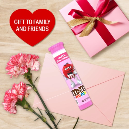 M&M'S Minis Milk Chocolate Valentine's Day Candy Mega Tube Perspective: right