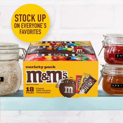 M&M'S Milk Chocolate Peanut & Peanut Butter Summer Candy Variety Assortment Box Perspective: right