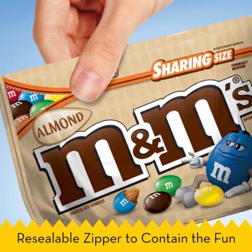 M&M'S Almond Milk Chocolate Candy Sharing Size Bag Perspective: right