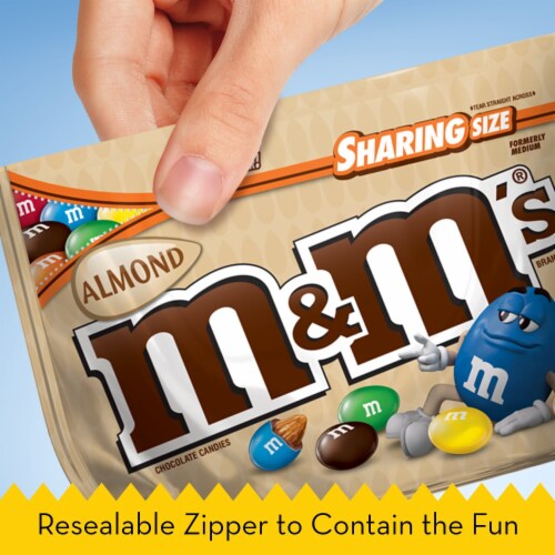 M&M'S Almond Milk Chocolate Candy Sharing Size Bag Perspective: right