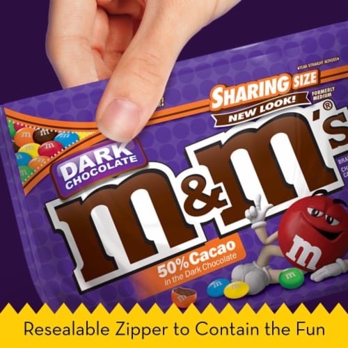 M&M'S Dark Chocolate Candy Sharing Size Bag Perspective: right