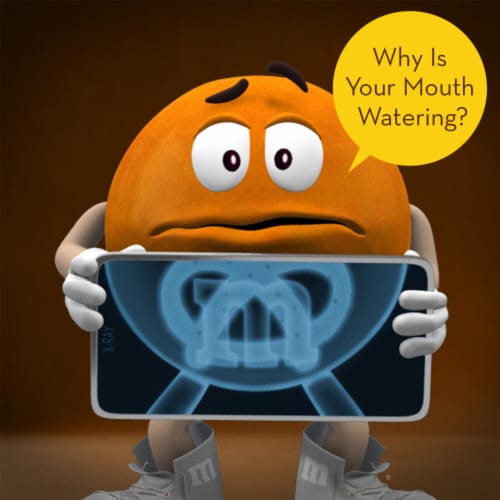 M&M'S Pretzel Milk Chocolate Sharing Size Candy Bag Perspective: right