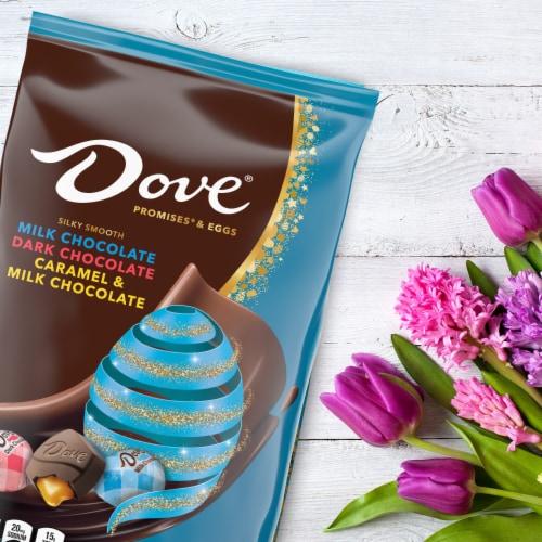 Dove Easter Assorted Dark Chocolate Milk Chocolate & Caramel Milk Chocolate Candy Mix Bag Perspective: right