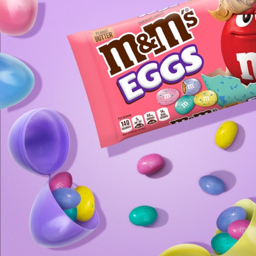 M&M'S Peanut Butter Chocolate Speckled Easter Egg Candy Bag Perspective: right