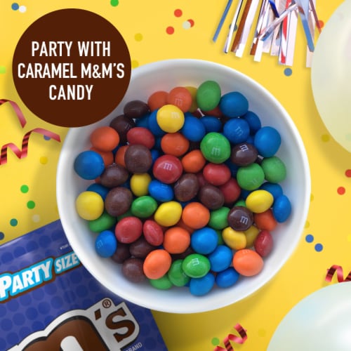 M&M'S Caramel Milk Chocolate Candy Party Size Bag Perspective: right
