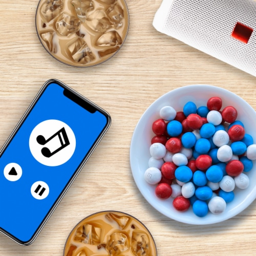 M&M'S Peanut Butter Red White & Blue Chocolate Summer Candy Party Size Bag Perspective: right