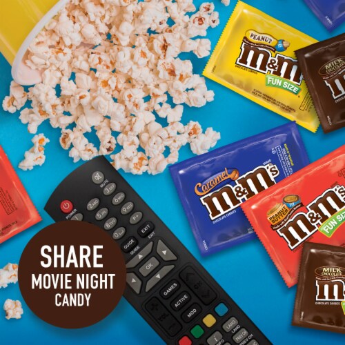 M&M'S Fun Size Milk Chocolate Candy Variety Pack Bulk Candy Bag Perspective: right