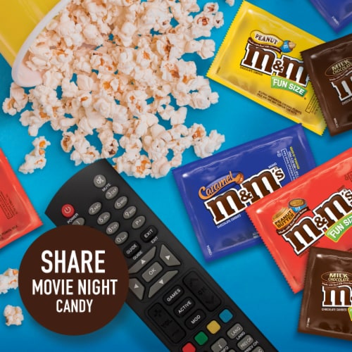 M&M'S Fun Size Milk Chocolate Candy Variety Pack Bulk Candy Bag Perspective: right