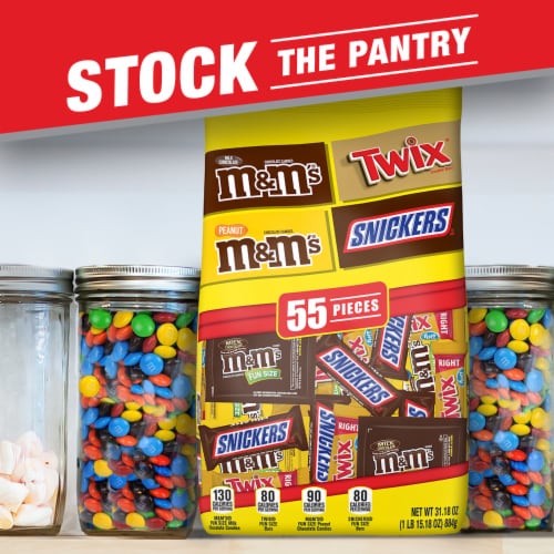 M&M'S Snickers & Twix Fun Size Milk Chocolate Candy Bars Assortment Variety  Pack, 55 ct/30.98 oz - Metro Market