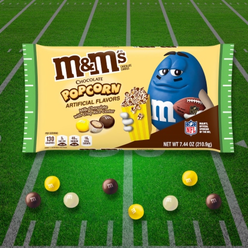 M&M's Milk Chocolate Popcorn Crisp Rice Center Halloween Candy Perspective: right