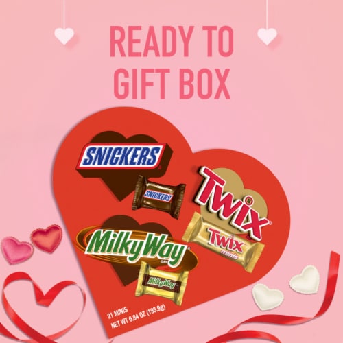 Snickers Twix & Milky Way Valentines Day Assorted Chocolate Heart-Shaped Candy Gift Box Perspective: right