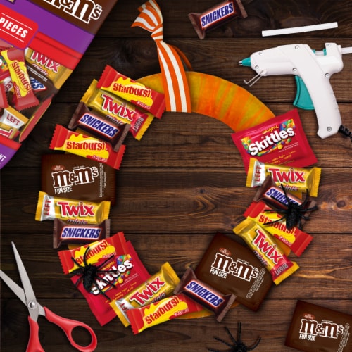 M&M'S Milk Chocolate Skittles Snickers Starburst & Twix Halloween Candy Assortment Perspective: right