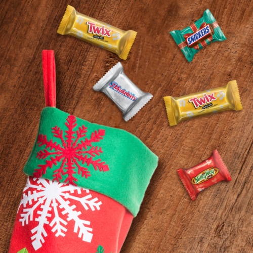 Snickers Twix Milky Way & 3 Musketeers Holiday Chocolate Candy Minis Size Variety Pack Perspective: right