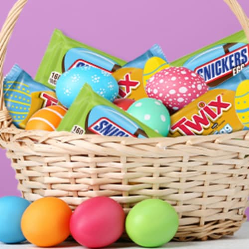 Snickers Twix & 3 Musketeers Assorted Chocolate Easter Candy Bulk Variety Pack Perspective: right