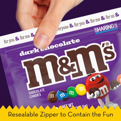 M&M's Dark Chocolate St. Patricks Day Candy Sharing Size Bag Perspective: right