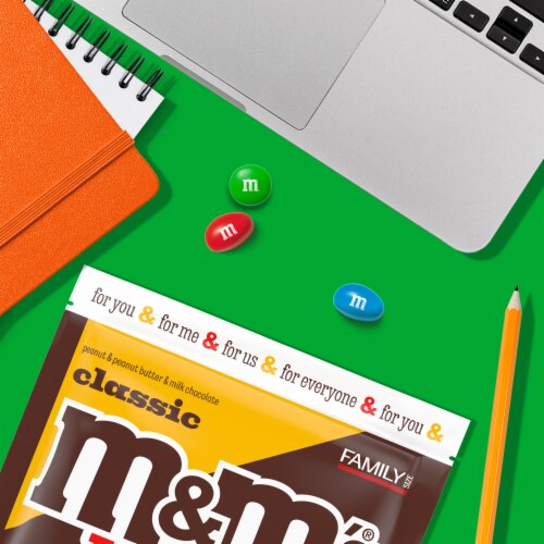 M&M's Classic Mix Chocolate Candy Assortment Family Size Bag Perspective: right