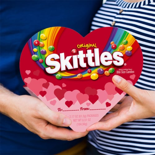 Skittles Original Gummy Candy Valentines Day Heart Box Perspective: right