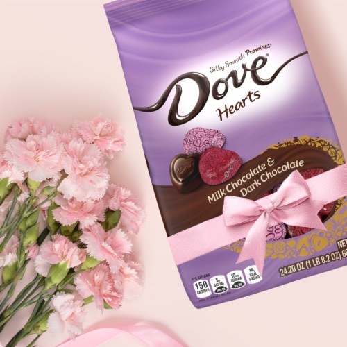 Dove Promises Milk & Dark Chocolate Valentines Day Candy Hearts Bag Perspective: right