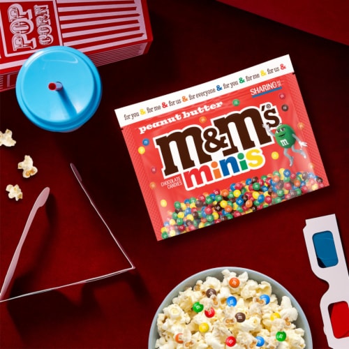 M&M'S Minis Peanut Butter Milk Chocolate Candy Sharing Size Bag Perspective: right