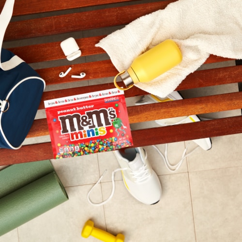 M&M'S Minis Peanut Butter Milk Chocolate Summer Candy Sharing Size Bag Perspective: right
