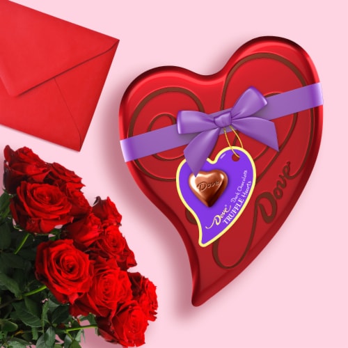 Dove Assorted Valentine's Day Dark Chocolate Truffle Candy Heart Tin Perspective: right
