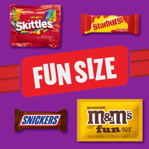 M&M'S Peanut Snickers Starburst & Skittles Fun Size Candy Variety Pack Party Size Bulk Bag Perspective: right