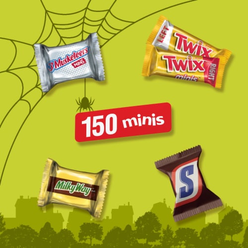 Snickers Twix Milky Way & 3 Musketeers Minis Halloween Candy Variety Pack Bulk Bag Perspective: right