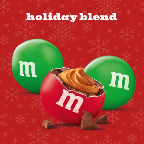 M&M'S Peanut Butter Milk Chocolate Red and Green Christmas Candy Bag Perspective: right