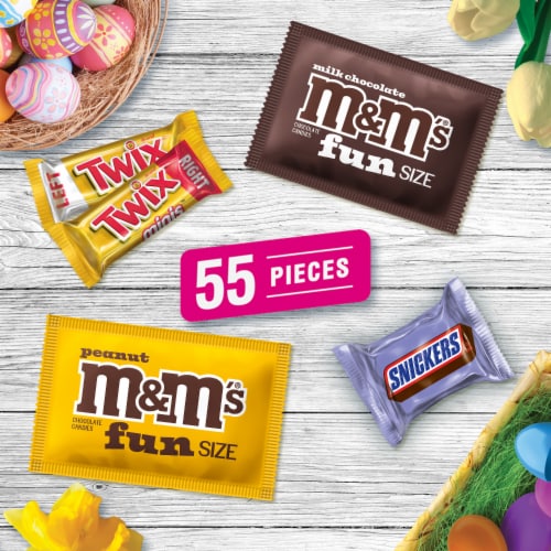 M&M'S Snickers & Twix Mini and Fun Size Milk Chocolate Easter Candy Variety Pack Bulk Bag Perspective: right
