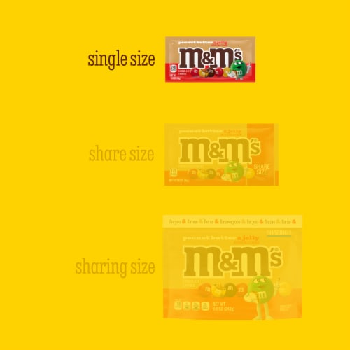 M&M’S Peanut Butter & Jelly Candy Bag Share Size Pack Perspective: right