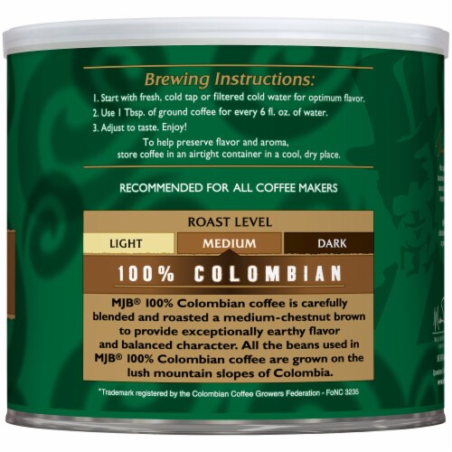 MJB® 100% Colombian Ground Coffee Perspective: right