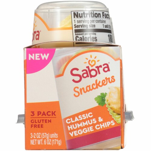 Sabra Snackers Classic Hummus & Veggie Chips 3 Count Perspective: right
