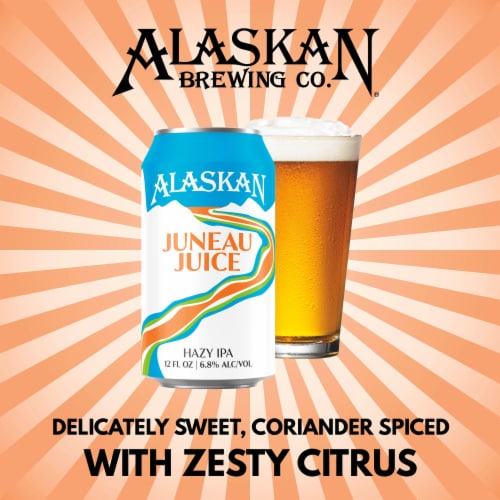 Alaskan Brewing Co. Juneau Juice Hazy IPA Craft Beer Perspective: right