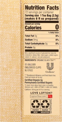 Lipton® Organic Black Tea Bags Perspective: right