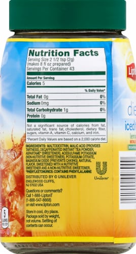 Lipton® Lemon Decaffeinated Diet Iced Tea Mix Perspective: right