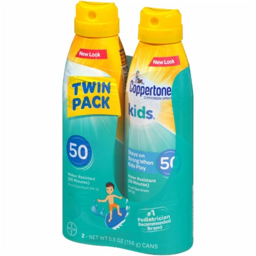 Coppertone Kids Water Resistant Sunscreen Spray SPF 50 Twin Pack 2 Count Perspective: right