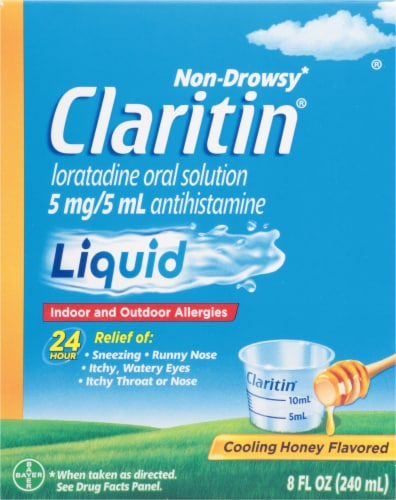 Claritin® Liquid Non-Drowsy Honey Flavored Loratadine Oral Solution Perspective: right
