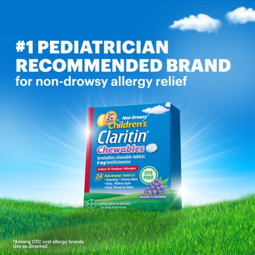 Claritin® Children's 24 Hour Allergy Relief Loratadine 5mg Grape Chewable Tablets Perspective: right